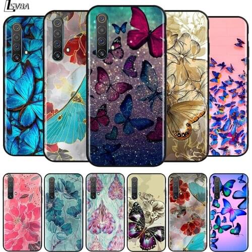 Butterfly on flower for OPPO Realme V15 X5 X3 X50 X7 X2 C17 C11 C3 C2 7 7i 6 6S 6i 5 Narzo 20 Pro Black Phone Case