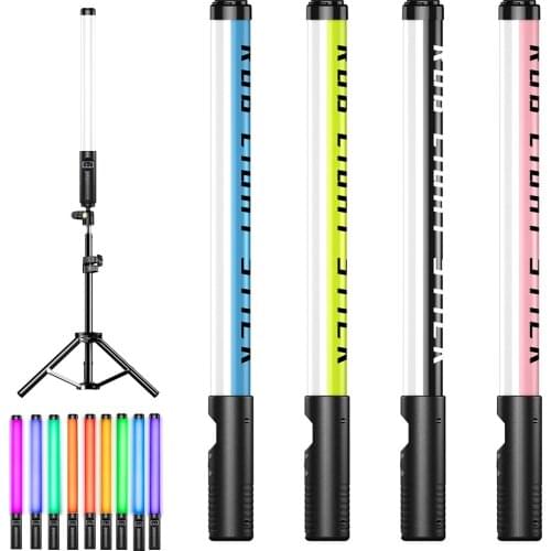 RGB Photographic Lighting Stick USB Rechargeable Handheld Light Wand 3000K-6000K With 160 Tripod Holder Stand RGB Fill Lamp
