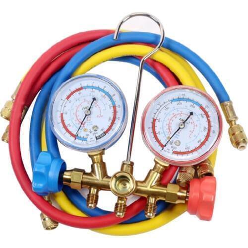 AC Diagnostic Manifold Freon Gauge Hose Set 3 Way for Charging R134A R12 R22 R502 Refrigerants with Quick Couplers and G8TB