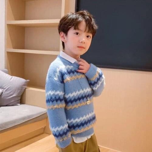 Boys Sweater Kids Outwear Tops 2021 Soft Fleece Thicken Warm Winter Autumn Knitting Pullover Children Clothing