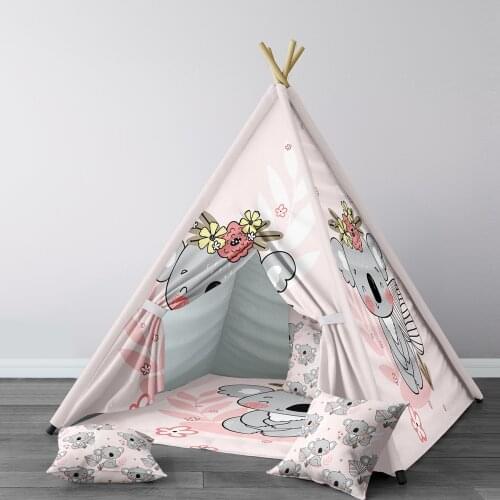 Play Tent for Kids Wigwam Portable Indoor Playground Tents Children Bedrooms Pink Cute Koala Model 152