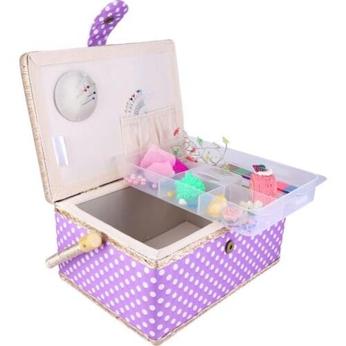 Handmade Sewing Basket Household Fabric Craft Thread Needle Storage Box Organizer Sewing Supplies