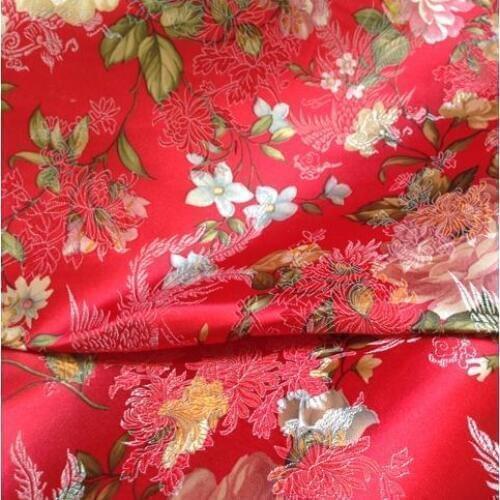 70cm*100cm Brocade fabric costume COS clothing dress fabric brocade Pteris red peony