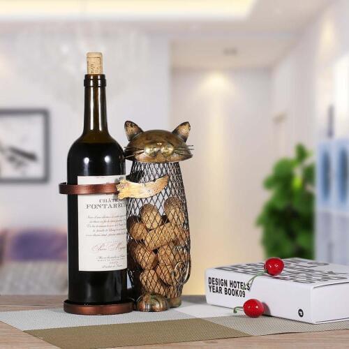 Creative Animal Wine Stand Cat Elk Wine Rack Cork Container Bottle Wine Holder Handcraft Christmas Gift