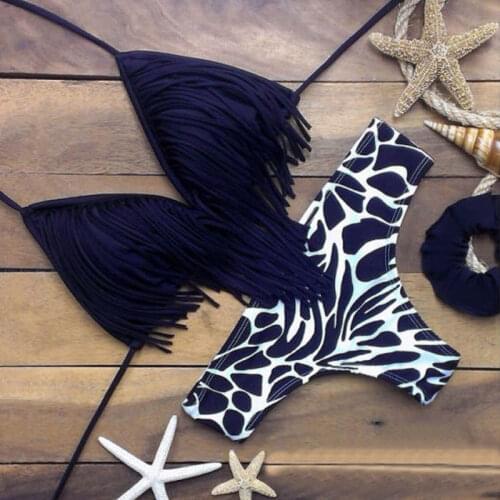 Tassel Swimwear Bikini Set Women Swimsuit Bandeau Bikini Fringe Biquini Brazilian Bathing Suit Girls Swimwear Biquine Swim