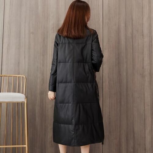 Genuine Leather Winter Women Real Sheepskin Jacket Stand Collar Duck Down Coat Womens Jackets HQ18-ZJF8777B YY357