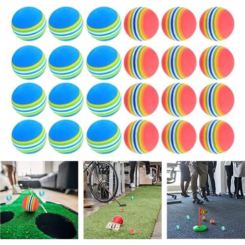 26pcs Sponge Golf Ball 42mm EVA Foam Rainbow Practice Golf Balls Training Soft Balls for Putting Swing Training Aids