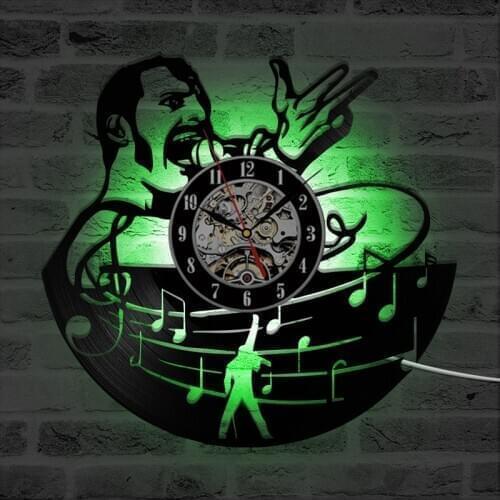 Queen Rock Band LED Wall Clock with 7 Color Change Musical Rock Vintage Vinyl Record Clocks LED Wall Watch Home Decoration