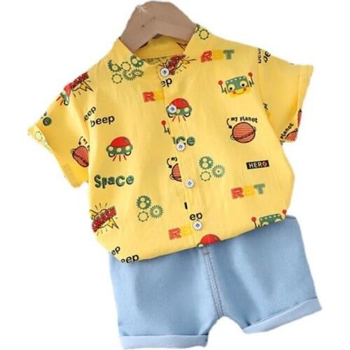 New Summer Children Cartoon Clothing Baby Boys Girls Cotton Shirt Shorts 2Pcs/sets Kids Infant Clothes Toddler Casual Tracksuit