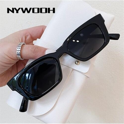 NYWOOH Small Rectangle Womens Sunglasses Retro Vintage Sun Glasses Men Brand Designer Shades Hip-Hop Eyewear UV400 Mirror