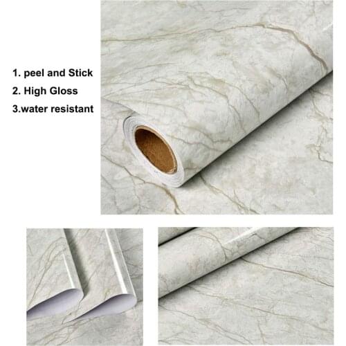 GLOW4U Grey Marble Wallpaper Self Adhesive Vinyl Film Removable Waterproof Kitchen Countertop Table Furniture Sticker