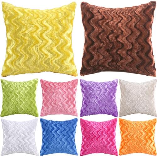 Plush Pillow Cover Velvet Soft Hug Pillowcase Sofa Cushion Cover Bed Car Decoration Pillow Cover Geometric Striped Pilloweclips
