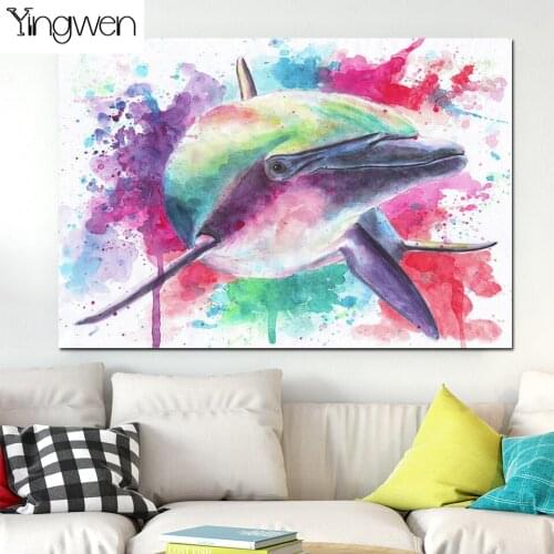 Full Drill DIY Diamond Embroidery Watercolor Dolphin 5D Diamond Painting Animal Cross Stitch Kits Picture Mosaic Art Home Decor