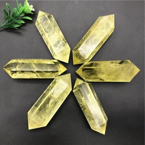 Drop Shipping 1PC Natural Citrine Yellow Crystal Double Point Tower Crystal Healing Home Decor Natural Stones and Crystals