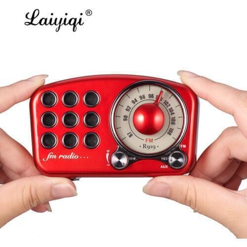 Laiyiqi Retro design ultra Mini Speaker Bluetooth 4.2 Electroplate metal texture FM radio portable pocket aged Elderly caixa som