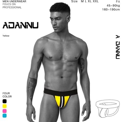 ADANNU Sexy Men Underwear Jockstrap Briefs Cueca Male Panties G String And Thongs Gay Men Underwear breathable Briefs