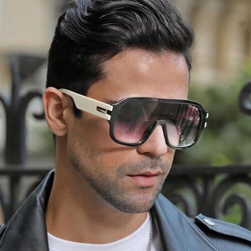 New Fashion Square Retro Sunglasses For Men Luxury Brand Oversized Shades Big Frame Gradient Sun Glasses Women White Legs Goggle