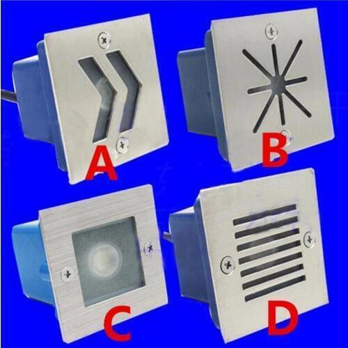 Stainless Plate 3W LED Underground Light Lamps Square Recessed Buried Floor Waterproof IP65 Stair Lighting AC85-265V/DC12V