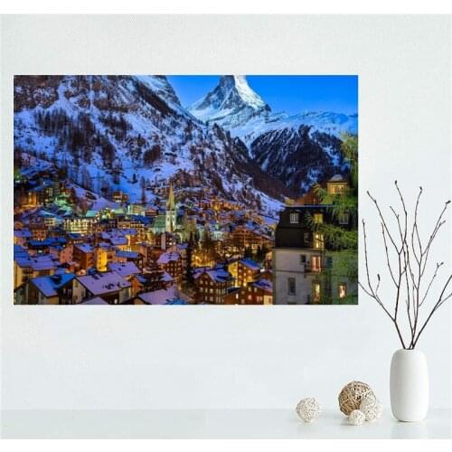 Custom Canvas Wall Decor Switzerland Colorful Poster Cloth Wall Silk Fabric Posters And prints Home Decor Painting
