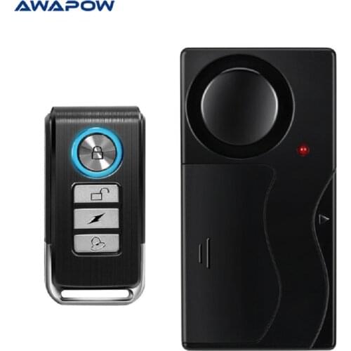 Awapow Wireless Vibration Bike Alarm With Remote Control Anti-Theft Alarm 110dB Loud Bike Door Window Alarm Home Safety System