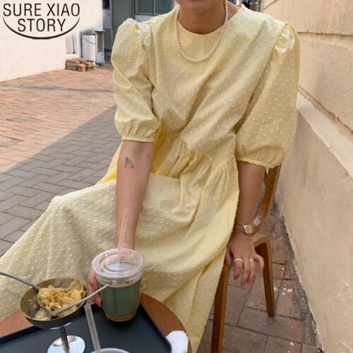 Korean Floral White Maxi Dresses 2021 Summer Mesh Dress Women with Lace Half Sleeve Evening Party Dress Female Robe Femme 14794