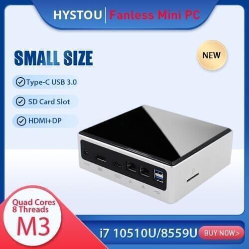 10TH Gen Mini PC i7 10510U 2*DDR4 RAM Windows10 with Fan Computer i3 7020U m.2 SSD Type-C SD 4K HTPC i5 8259U DP HDMI Pci E WIFI