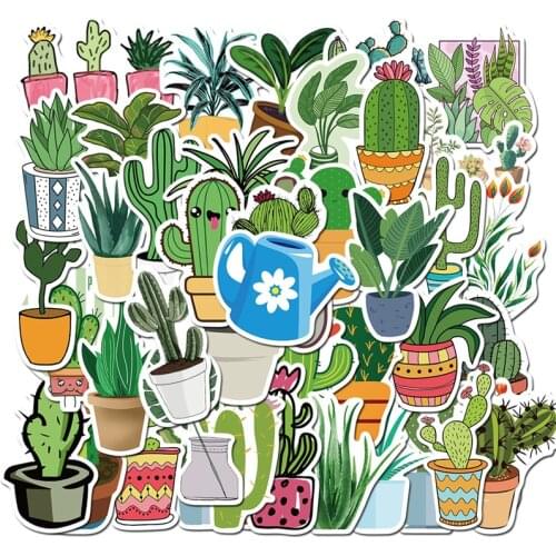 15/30/45 Pcs Green Plant Cactus Graffiti Sticker Luggage Laptop Guitar Computer Water Cup Helmet Waterproof Skateboard Sticker