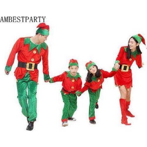 2020 Christmas costumes santa claus Adult Kids clothing halloween costumes New year clothes Christmas Family suit AMBESTPARTY