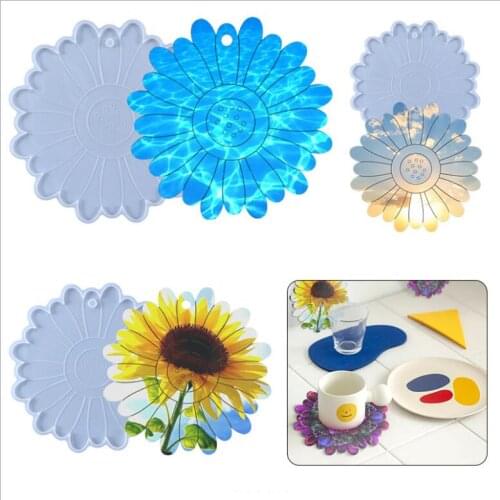2021 NEW Transparent Silicone Mould Resin Decorative Craft DIY Sunflower Coaster Mold epoxy resin molds for jewelry