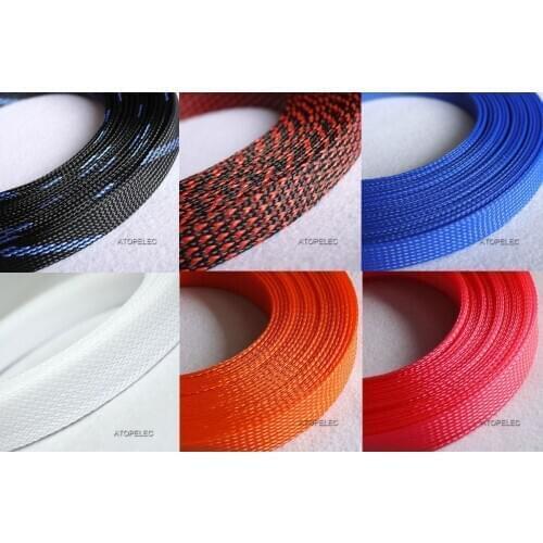 40MM Wide Braided PET Expandable Sleeving Cable Wire Sheath Selectable Single Color