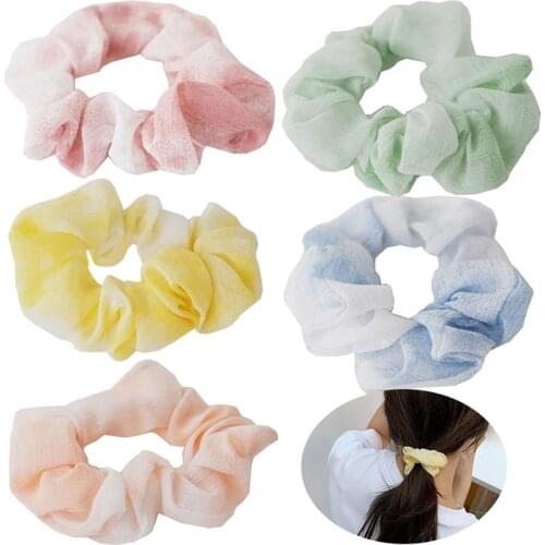 5PCS Hair Scrunchy Elastic Gradient Color Hair Tie Ponytail Holder for Women Girls Headwear Hair Tie Headband Hair Accessories