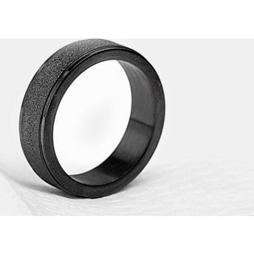 6MM check pattern pure black 316L titanium steel matte side rings buddhist monastic discipline couples rings