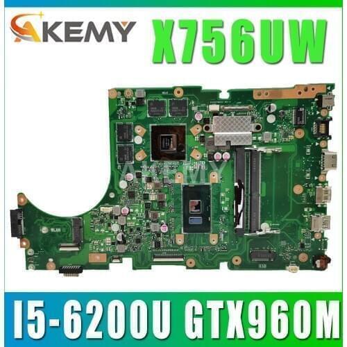 90NB0C40-R02000 Motherboard for ASUS X756UX X756UW X756UQ Mainboard I5-6200U GTX960M DDR3 DDR4 slot