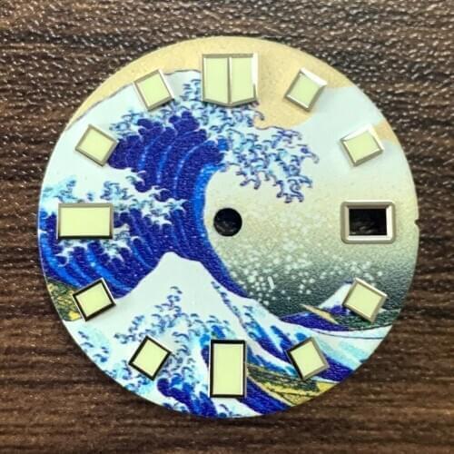 Modified watch accessories super full-size luminous 28.5mm Kanagawa surfing dial suitable for assembling NH35 movement