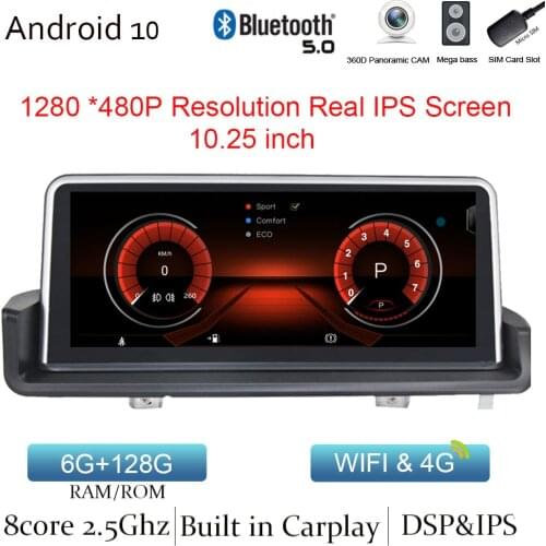 10.25" Android 10.0 Car Multimedia Player GPS Radio for BMW 3 Series E90 E91 E92 E93 with BT Wi-Fi 4G iDrive Knob