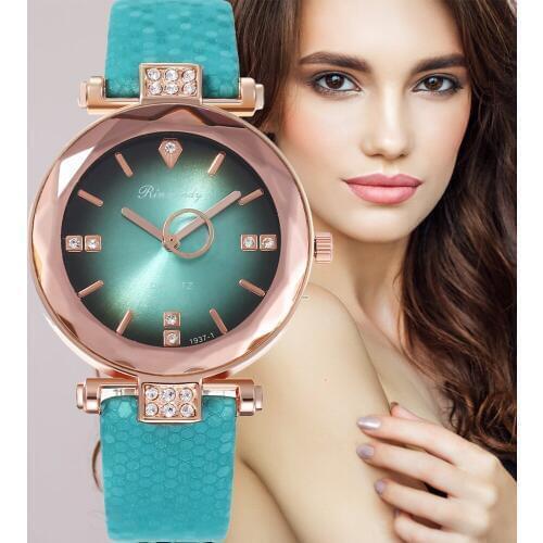 Women Watches Leather Fashion Style Casual Simple Black Green Ladies Bracelet Clock Alloy Quartz Wrist Watch Relogio Feminino