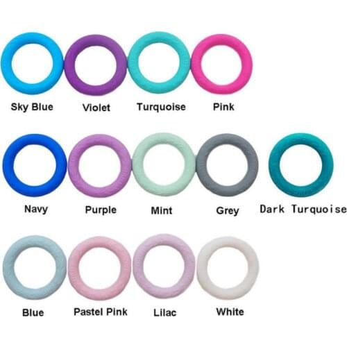 Chenkai 50PCS BPA Free Silicone O Ring Teether DIY Pendant Necklace Beads Baby LOVE Concave Pacifier Dummy Bite Sensory Toy