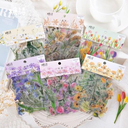 40Pcs Flowers Deco Stickers Memo Pad shaped stickers Scrapbooking Styling Journal Album DIY Stationery Stickers