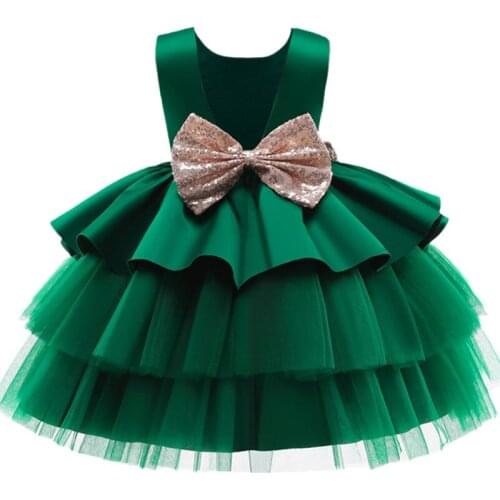 Infant Children Bridesmaid Dress Baptism Dress Prom Ball Gown Pageant Bow Vestidos 1st Birthday Clothes Toddler Girls Tutu Dress