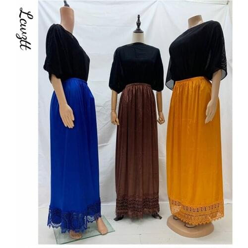 Latest Fashion Women Relaxed Long Skirt Lace Knee Length Elastic High Waist Flared Pleated Swing Skirt Cool Summer Dress