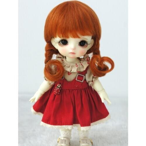 Lati yellow Mohair Toy wigs JD143 5-6inch 13-15cm Short Twins Braids Anna BJD hair OB11 1/8 doll accessories