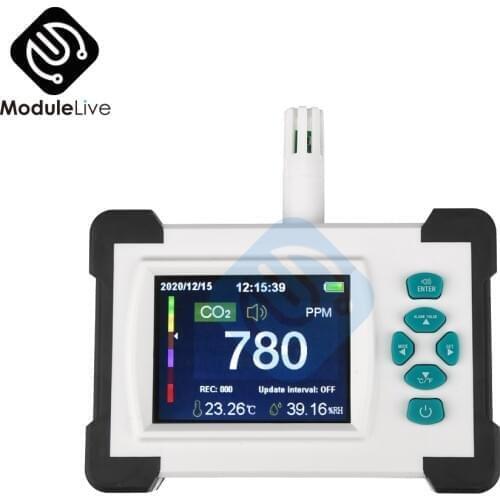 180mA CO2 Meter Carbon Dioxide Detector Air Quality Detector Monitor CO2 Detector CO2 Concentration for Office Outdoor 0-9999PPM