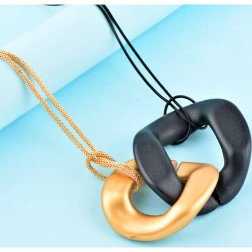 KIOOZOL Simple Geometric Shape Acrylic Pendant Necklace Long Necklace For Women Fashion Jewelry 2021 New Arrival 003 KO1