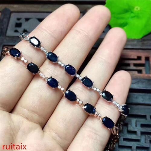 KJJEAXCMY fine jewelry 925 Pure silver inlay natural sapphire starlight gemstone simple female style bracelet lady