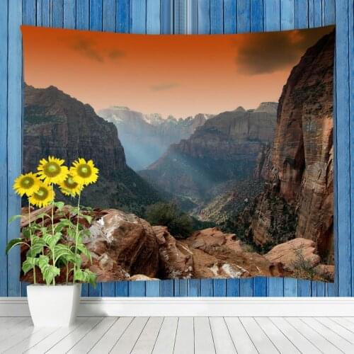 Brown Mountains Cloud Landscape Tapestry Wall Hanging Natural Scenery Living Room Bedroom Dorm Tapestries Home Art Decor Curtain