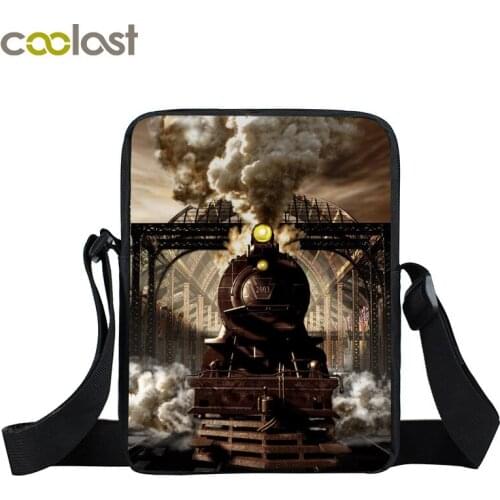 Locomotive / Steam Train Mini Messenger Bag Women Handbags student Shoulder Bags Girls Cross Bag cool Gift