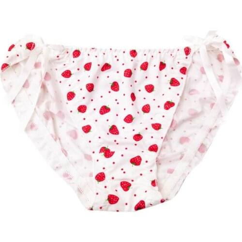 Milk Silk Heart Japanese Style Cute Women Underwear Sweety Lovely Girl Panties Soft Lady Lacing Knickers Strawberry Breifs