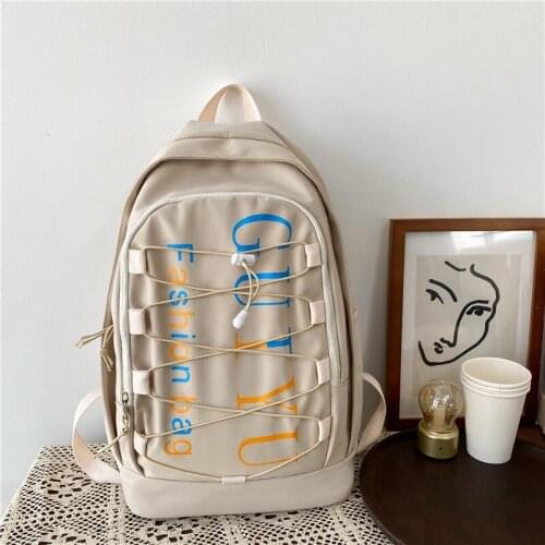 Large-capacity fashion backpack bag female college student simple ins Koreanversion of tooling windHarajuku travel backpack male