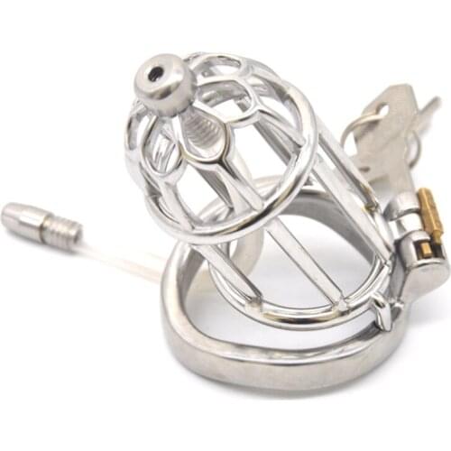 Male Chastity Cage Anti Derailment Penis Lock Chastity Device JJ Birdcage with Catheter Penis Rings Sex Toys for Men