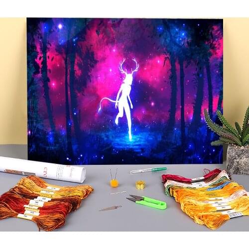 Scenery In The Woods Printed 11CT Cross Stitch Full Kit Embroidery DMC Threads Handicraft Needlework Knitting Hobby Package